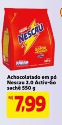 Mercado Extra Achocolatado em po Nescau 2.0 Activ-Go sache 550g oferta