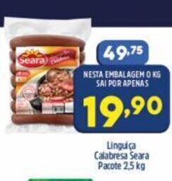 Arena Atacado Linguica Calabresa Seara Pacote 1kg oferta