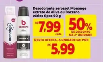 Mercado Extra Desodorante Aerossol Monange extrato de oliva ou Bozzano 90g oferta