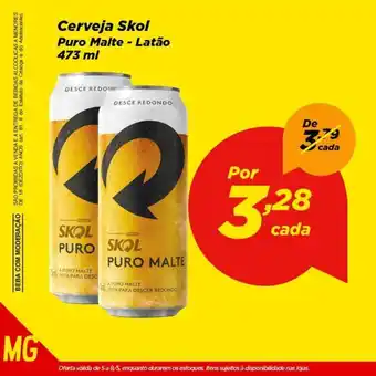 Dia Cerveja Skol Puro Malte latao 473ml oferta