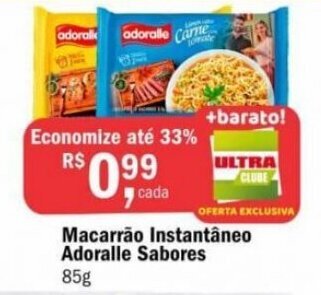 Ultrabox Macarrao Instantaneo Adoralle Sabores 85g oferta