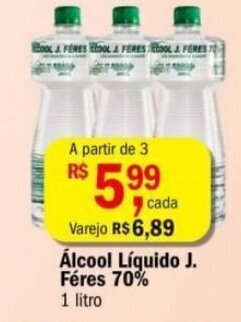 Ultrabox Alcool Liquido J. Feres 70% 1L oferta
