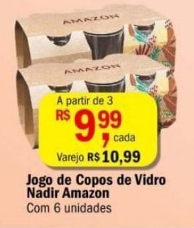 Ultrabox Jogo de Copos de Vidro Nadir Amazon 6 unidades oferta