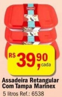 Assadeira retangular com tampa Marinex 5L