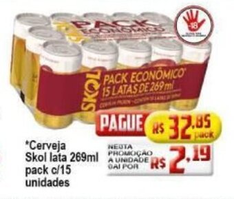 Ricoy Supermercados Cerveja Skol Lata 269ml pack c/15 unidades oferta