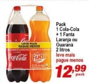 Ricoy Supermercados Pack 1 Coca Cola + 1 Fanta Laranja ou Guarana 2L oferta