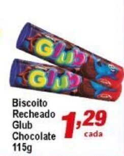 Ricoy Supermercados Biscoito Recheado Glub Chocolate 115g oferta