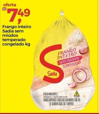 Frangolândia Frango Inteiro Sadia sem miudos temperado congelado 1kg oferta