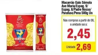 Macarrao gato Semola Ave Maria./ Espag. 9/ Espag. 8/ Padre Nosso/ Parafuso/ Pena 500g un
