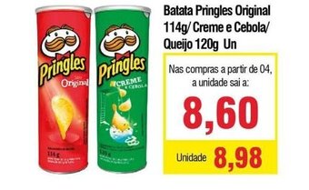 Spani Atacadista Batata Pringles Original 114g/ Creme e Cebola/ Queijo 120g un oferta