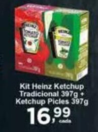 Rossi Supermercado Kit Heinz Ketchup Tradicional 397g + Ketchup Picles 397g oferta
