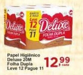 Rossi Supermercado Papel Higiénico Deluxe 20m Folha Dupla Leve 12 Pague 11 oferta