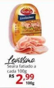 Ricoy Supermercados Levissimo Seara fatiado a cada 100g oferta