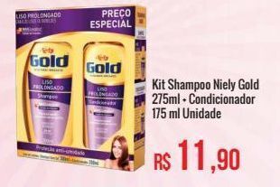 Kit shampoo 275ml + condicionador 175ml niely gold