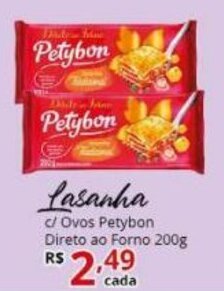 Ricoy Supermercados Lasanha c/ Ovos Petybon Direto ao Forno 200g oferta