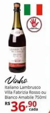 Vinho Italiano Lambrusco Villa Fabrizia Rosso ou Branco Amabile 750ml
