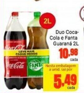 Barbosa Supermercados Duo Coca Cola e Fanta Guarana 2L oferta