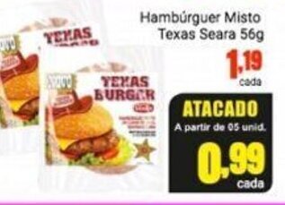 Barbosa Supermercados Hamburguer Misto Texas Seara 56g oferta