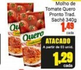 Barbosa Supermercados Molho de Tomate Quero Pronto Trad. Sache 340g oferta