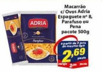 Vencedor Atacadista Macarrao c/ Ovos Adria Espaguete n 8, Parafuso ou Pene pacote 500g oferta