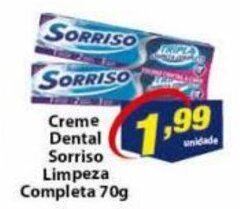 Creme Dental Sorriso Limpeza Completa 70g