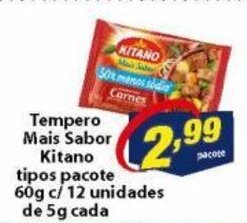 Vencedor Atacadista Tempero Mais Sabor Kitano tipos 60g c/12 saches de 5g cada oferta