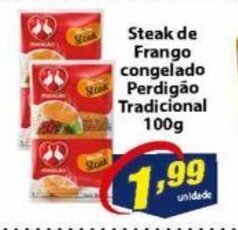 Vencedor Atacadista Steak de Frango congelado Perdigao tradicional 100g oferta