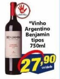 Vencedor Atacadista Vinho Argentino Benjamin tipos 750ml oferta