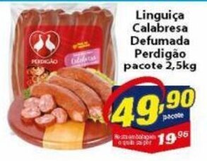 Vencedor Atacadista Linguica Calabresa Defumada Perdigao pacote 2.5kg oferta