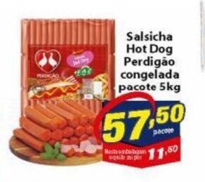 Salsicha Hot Dog Perdigao Congelada pacote 5kg