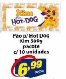 Vencedor Atacadista Pao p/ Hot Dog Kim 500g pacote c/ 10 unidades oferta
