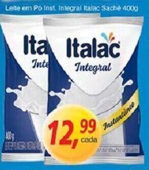 Supermercados Guanabara Leite em po Inst. Integral Italac Sache 400g oferta