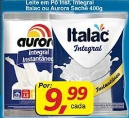 Supermercados Guanabara Leite em po inst. Integral Italac ou Aurora Sache 400g oferta