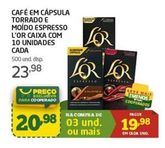 Cooper Cafe em Capsula Torrado e Moido Espresso L'or caixa com 10 unidades cada oferta