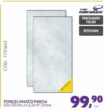 Telhanorte Porcelanato p60516 62x120 cm, cx 2,26 m2, extra oferta