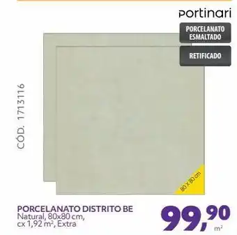 Porcelanato distrito be natural, 80x80 cm, cx 1,92 m2, extra