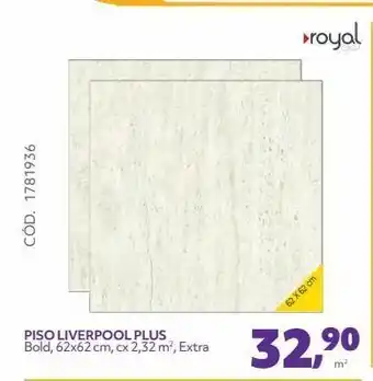Piso liverpool plus bold, 62x62 cm, cx 2,32 m2, extra