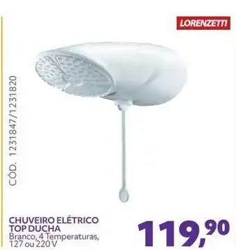 Telhanorte Chuveiro elétrico top ducha branco, 4 temperaturas, 127 ou 220 v oferta