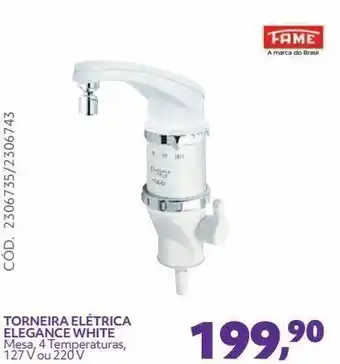 Telhanorte Torneira elétrica elegance white mesa, 4 temperaturas, 127 v ou 220 v oferta