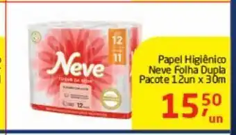 Papel higiênico neve folha dupla pacote 12 un x 30 m