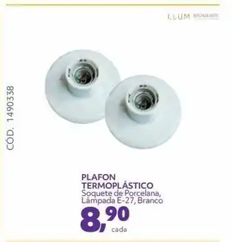 Plafon termoplástico soquete de porcelana, lâmpada e-27, branco