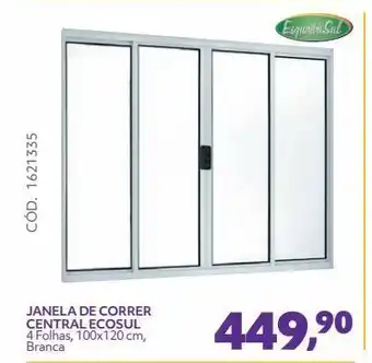 Telhanorte Janela de correr central ecosul 4 folhas, 100x120 cm, branca oferta