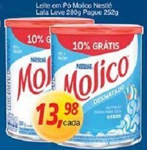 Supermercados Guanabara Leite em po Molico Nestle Lata Leve 280g Pague 252g oferta