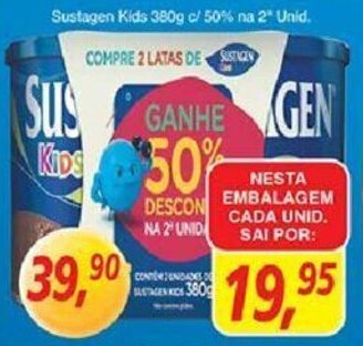 Supermercados Guanabara Sustagen Kids 380g c/50% na 2 unid oferta