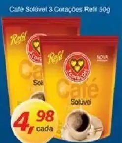 Supermercados Guanabara Cafe Soluvel 3 Coracoes 50g oferta