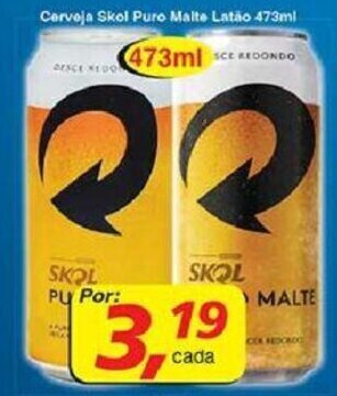 Supermercados Guanabara Cerveja Skol Puro Malte latao 473ml oferta