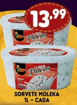 Supermercados Cristal Sorvete Moleka 1L cada oferta