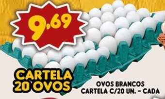 Ovos Brancos Cartela c/20 un- cada