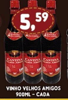 Supermercados Cristal Vinho Velhos Amigos 900ml - cada oferta