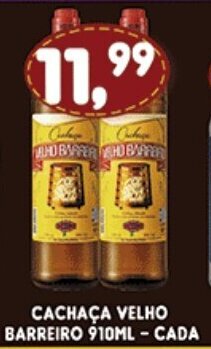Supermercados Cristal Cachaca Velho Barreiro 910ml cada oferta